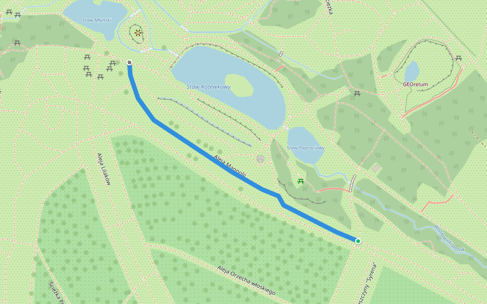 Aleja Magnolii walking route map in Niemcza