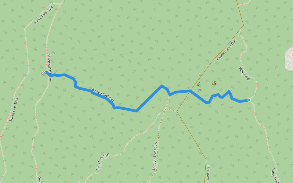 Barred Owl Path walking route map in West Vancouver