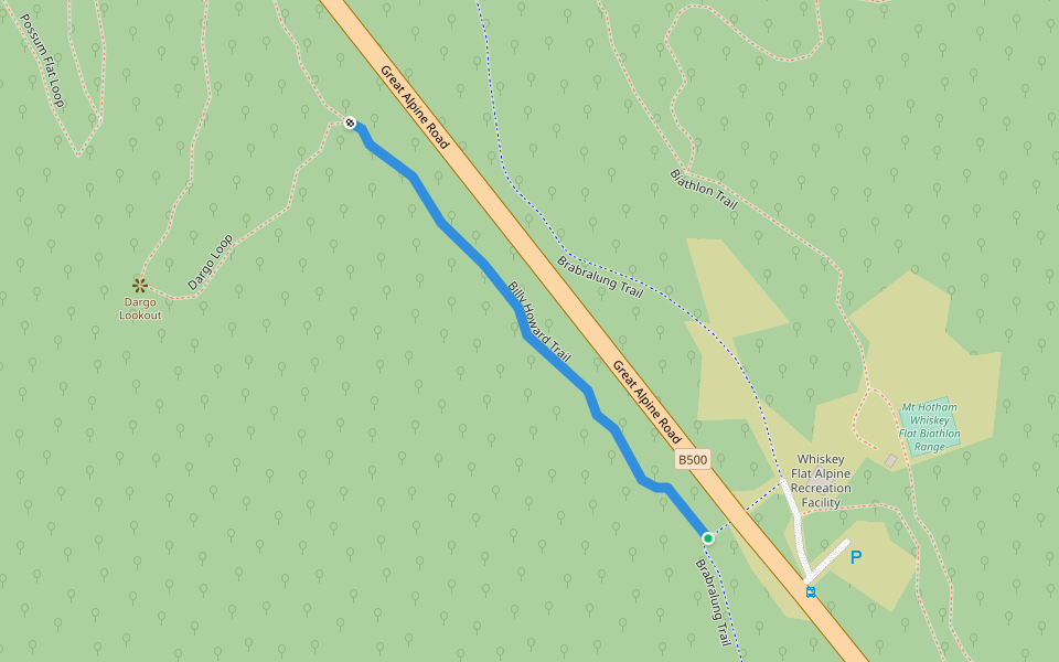 Billy Howard Trail walking route map in Hotham Heights