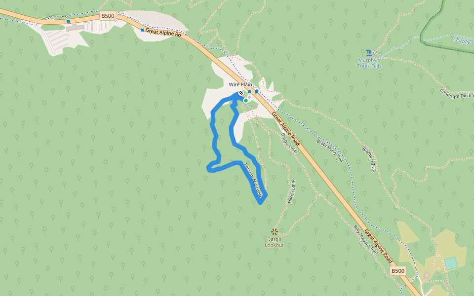 Possum Flat Loop walking route map in Hotham Heights