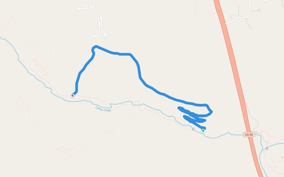 Busiek Purple Trail walking route map in Highlandville