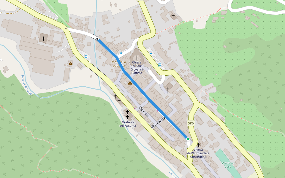 Corso Mario Ponzoni walking route map in Pieve di Teco
