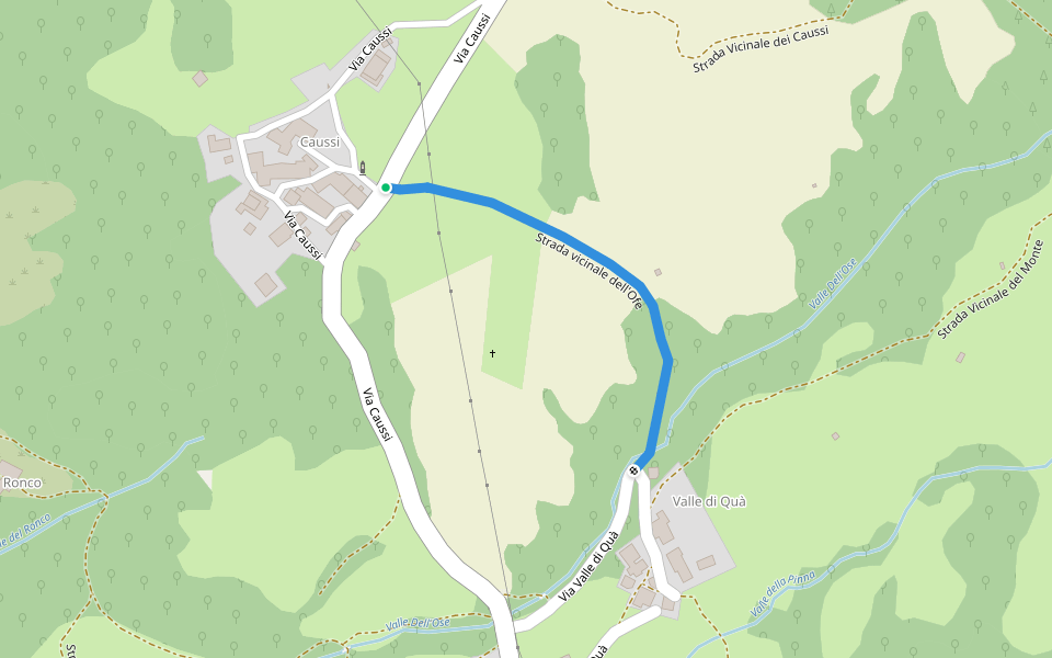 Strada vicinale dell'Ofe walking route map in Caussi