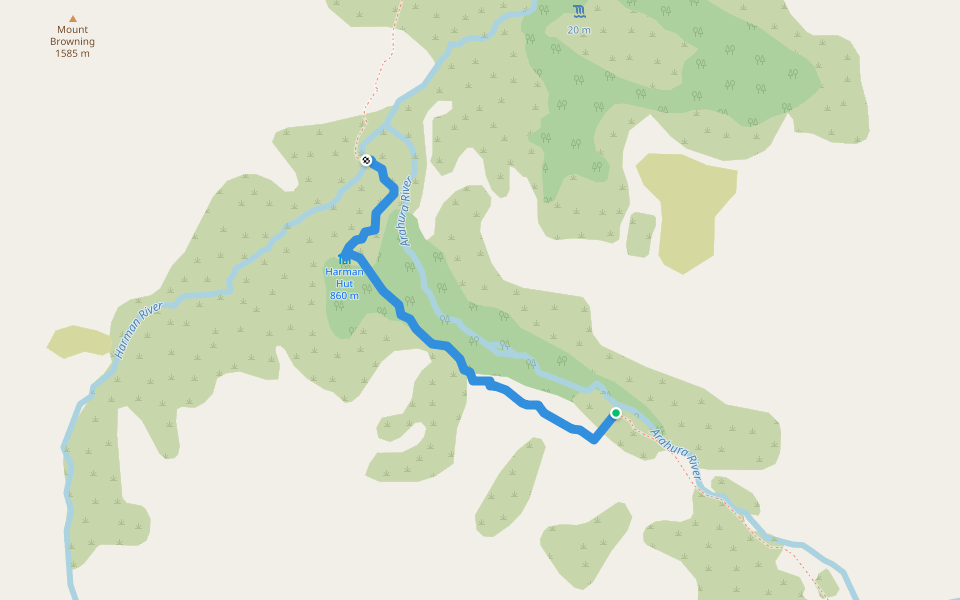 The Three Passes Route walking route map in Turiwhate
