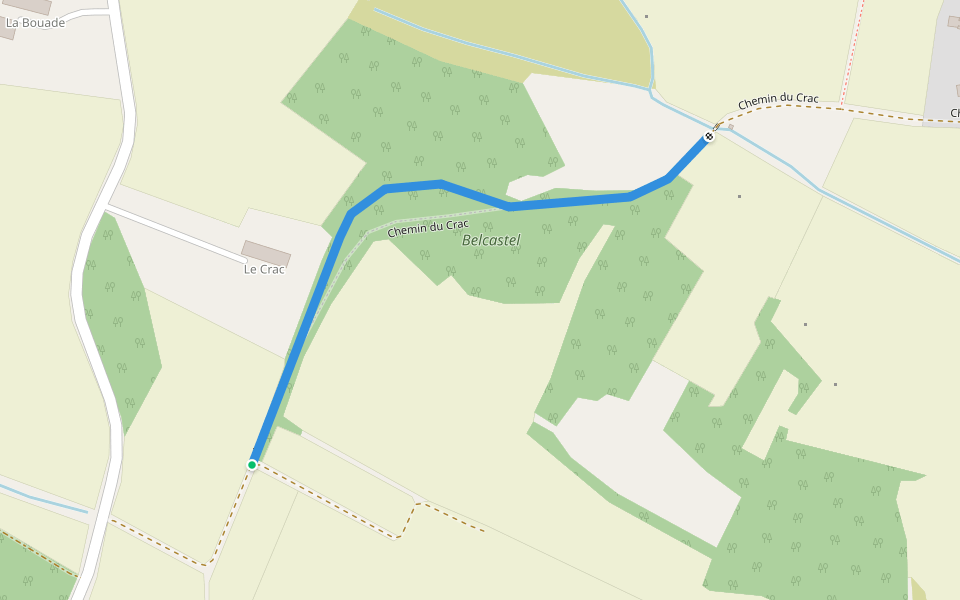 Chemin du Crac walking route map in Gardouch