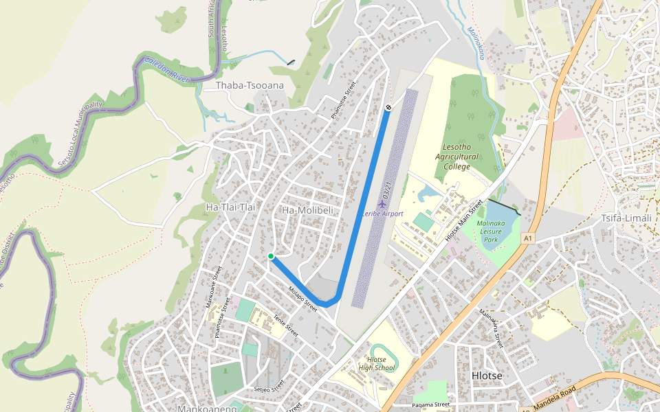Hlotse Horse Race Course walking route map in Hlotse