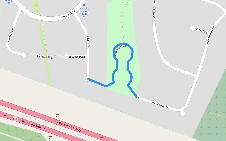 Pathway 8570 walking route map in Minchinbury