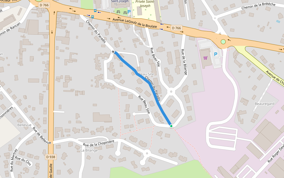 Chemin du Paradis walking route map in Baugé en Anjou