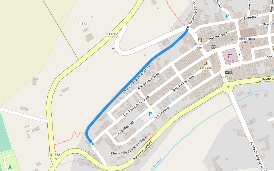 Chemin de Ronde Canton walking route map in Monségur