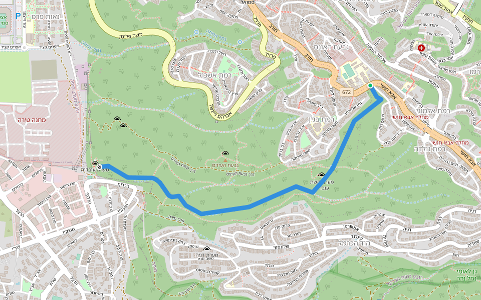 ואדי עובדיה walking route map in Isfiya