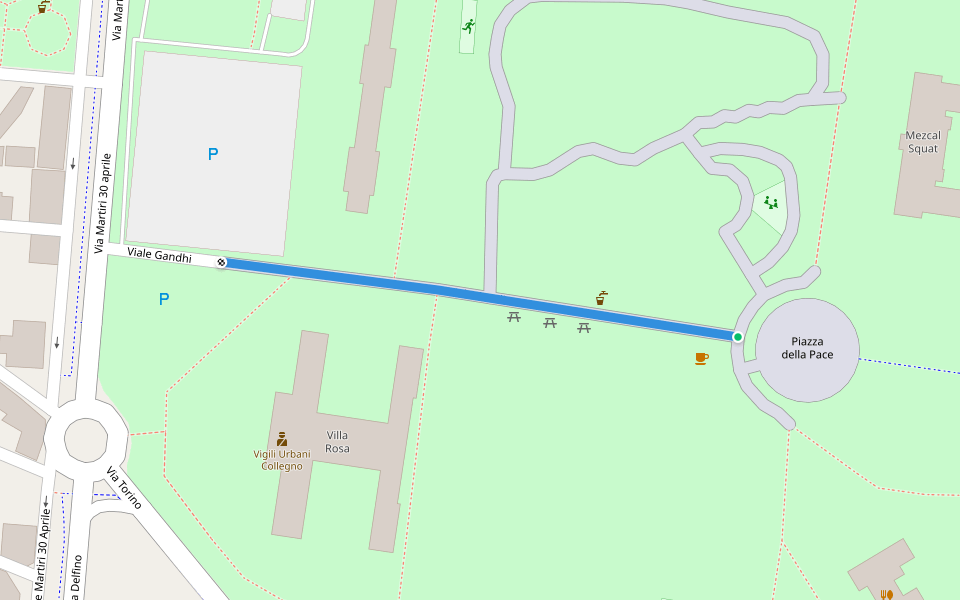 Viale Gandhi walking route map in Collegno