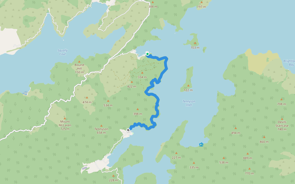 Archer Track walking route map in Elaine Bay
