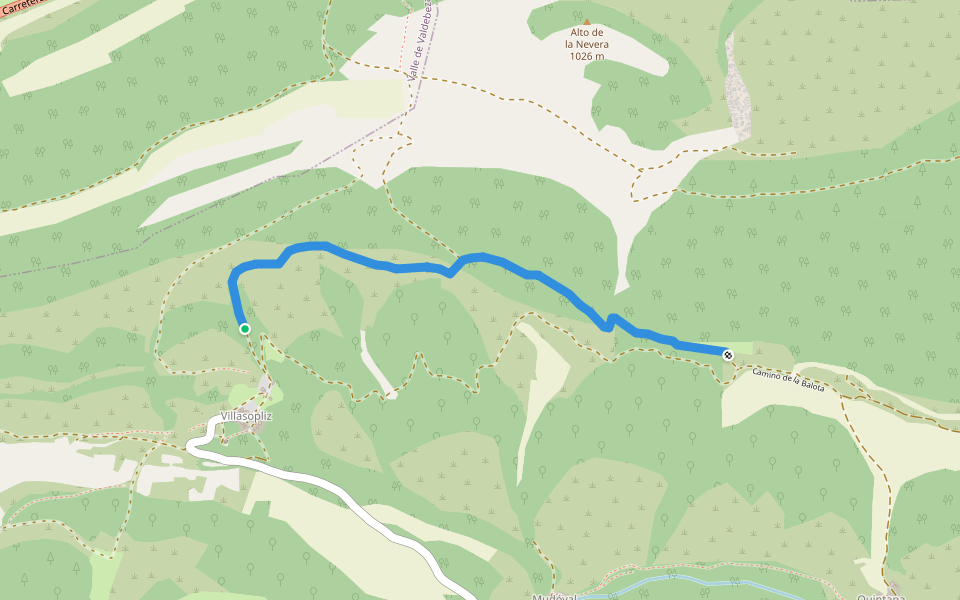 Camino de la Balota walking route map in Villasopliz