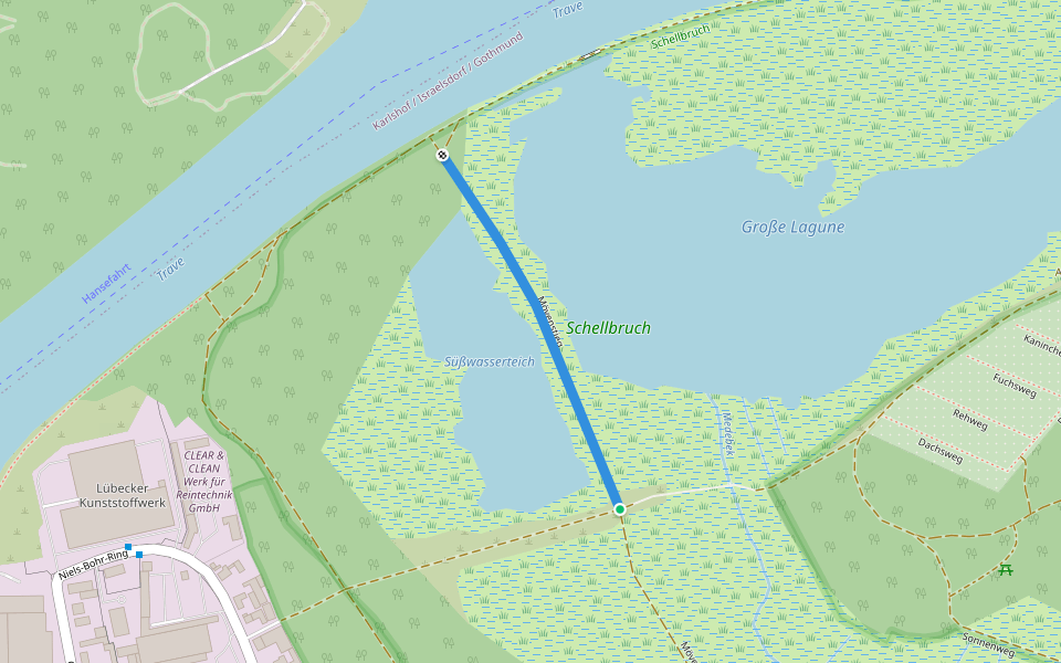 Mövenstieg walking route map in Lübeck