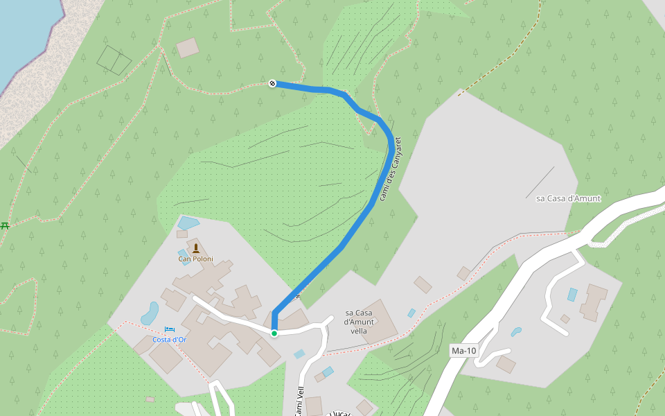 camí d'es Canyaret walking route map in Llucalcari