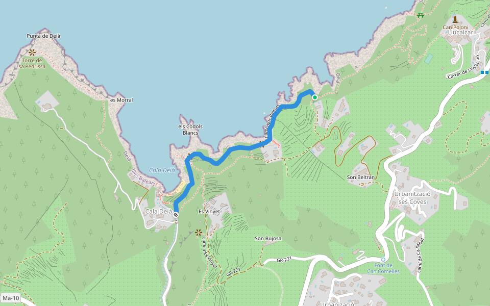 Camí dels Pintors walking route map in Deià
