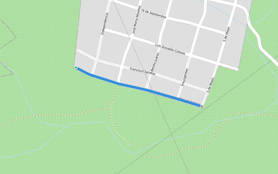 del Portón walking route map in Plan del Palmar