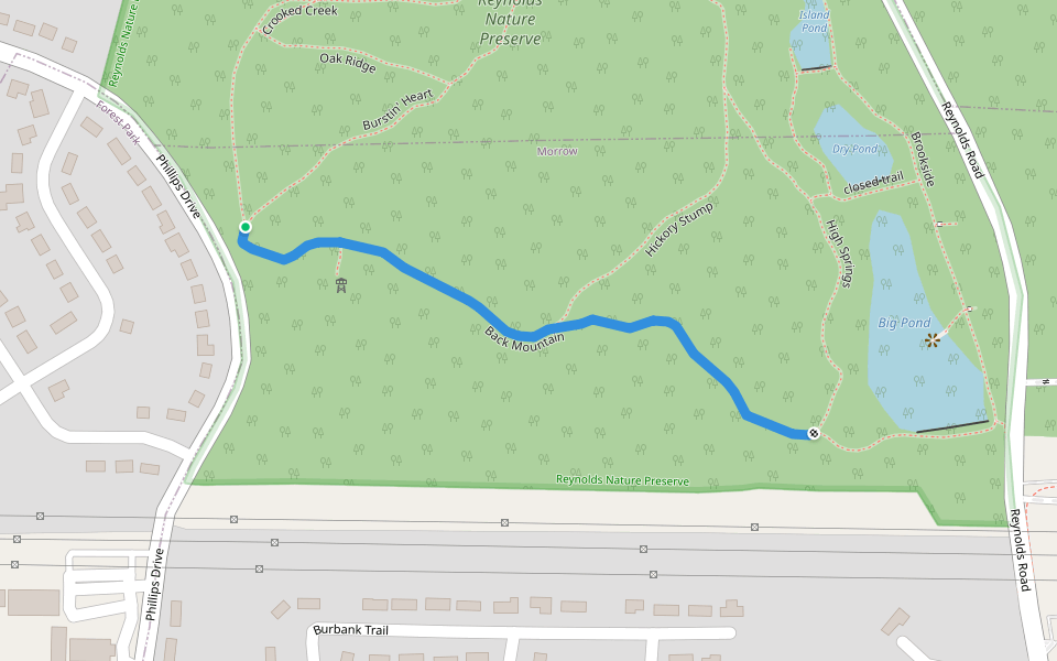 Back Mountain walking route map in Forest Park