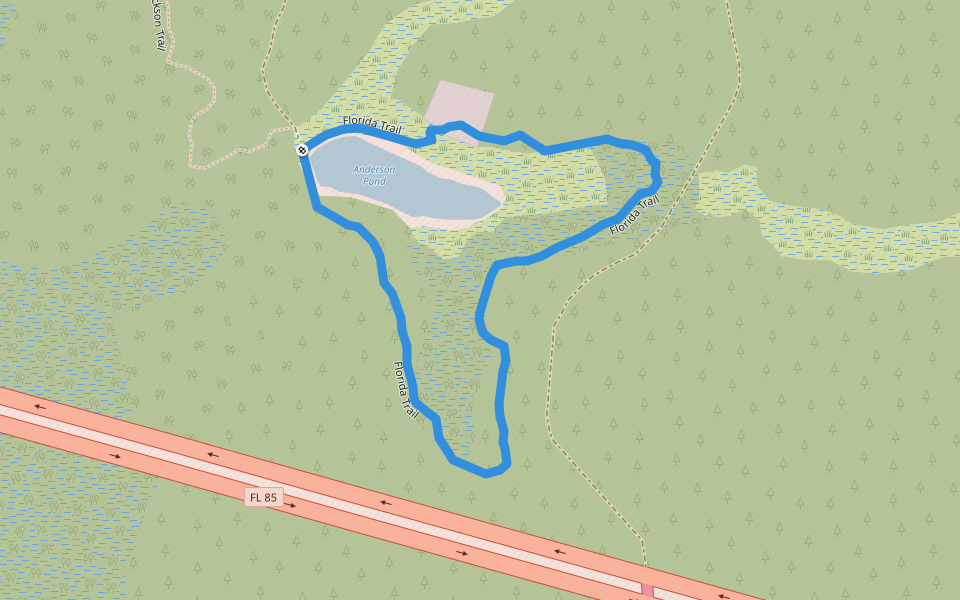 Florida Trail walking route map in Valparaiso