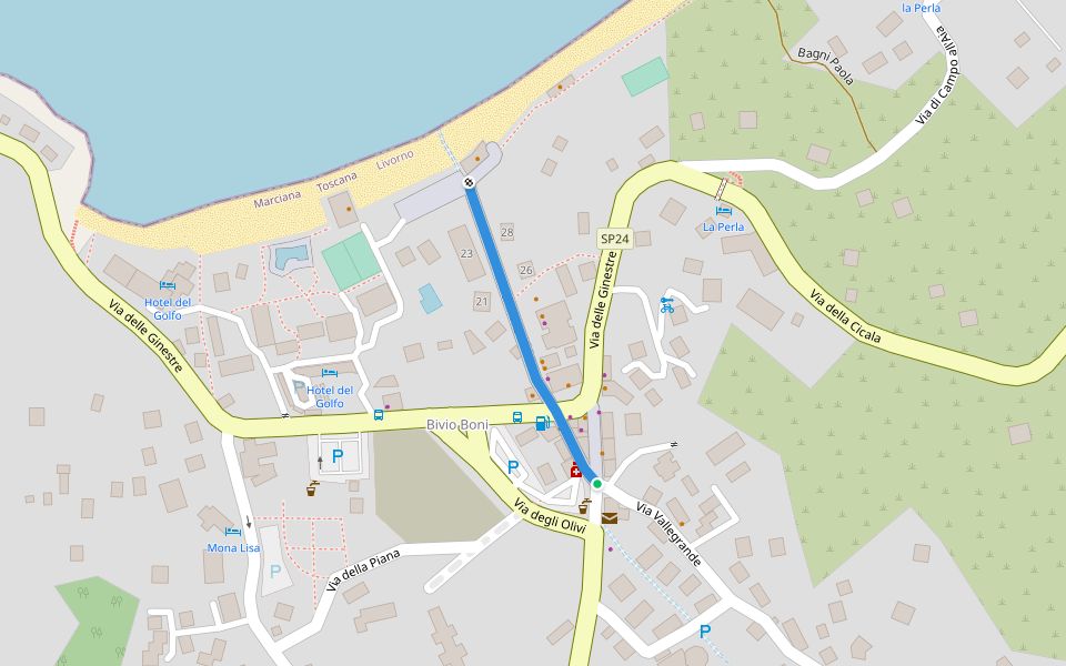 Via del Mare walking route map in Procchio