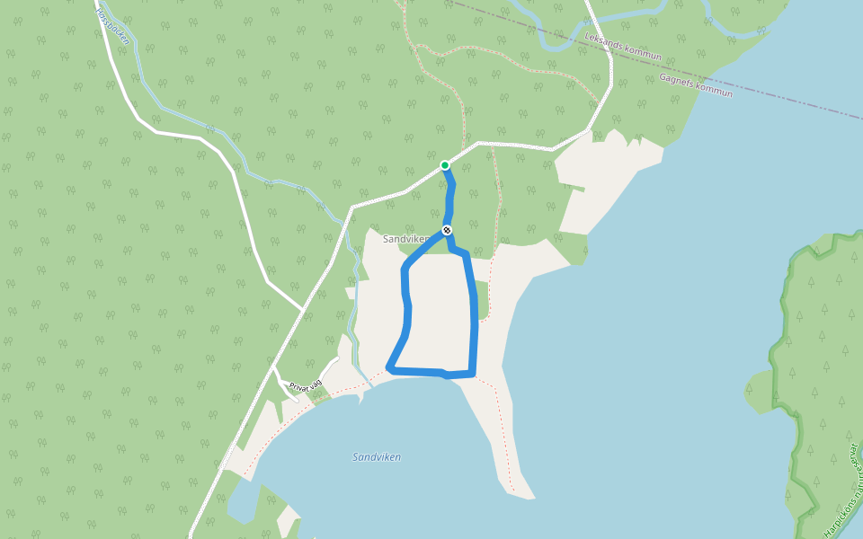 Gångväg fäbod delvis för bil. walking route map in Sandviken