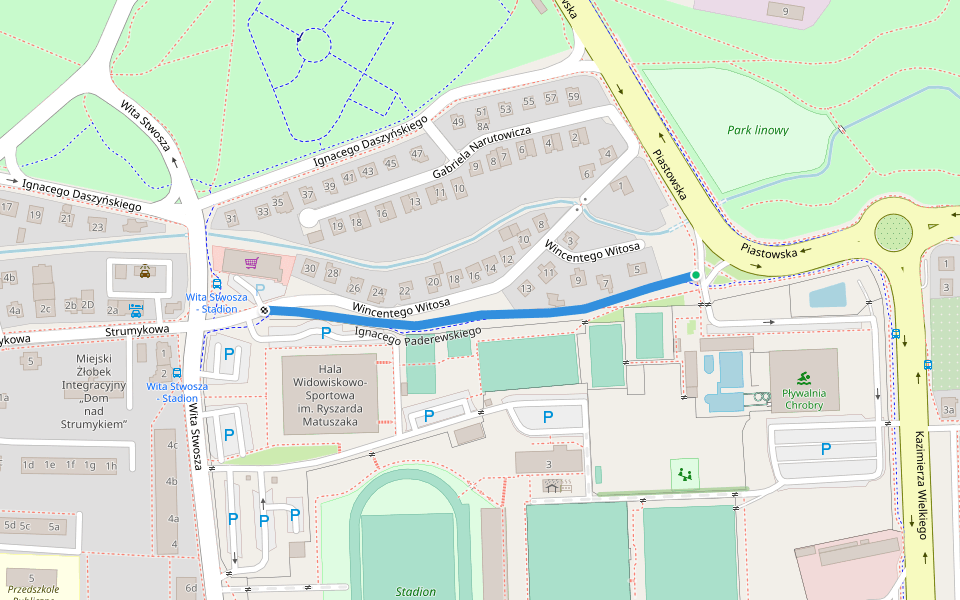 Ignacego Paderewskiego walking route map in Głogów
