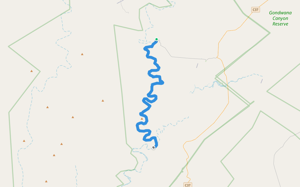 Fish River Canyon Hiking Trail walking route map in Hobas