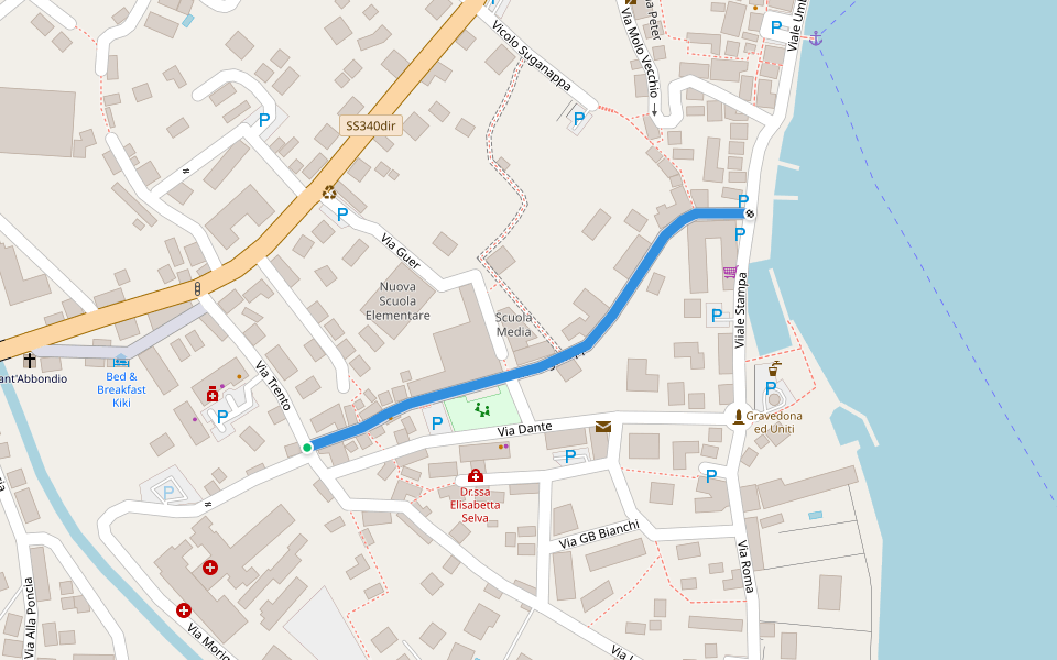 Via Suganappa walking route map in Gravedona