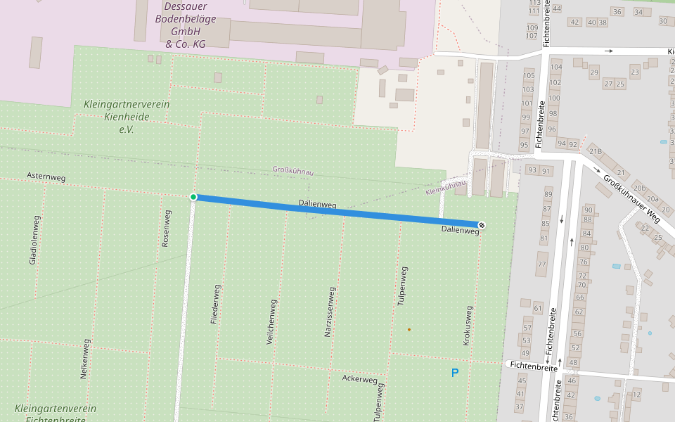 Dalienweg walking route map in Dessau-Roßlau
