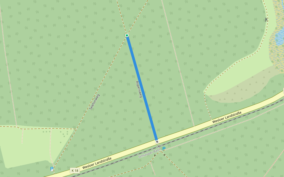 Röpersweg walking route map in Lübeck