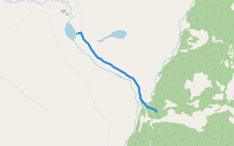 Jokijärvi-Aavahelukka walking route map in Muonio
