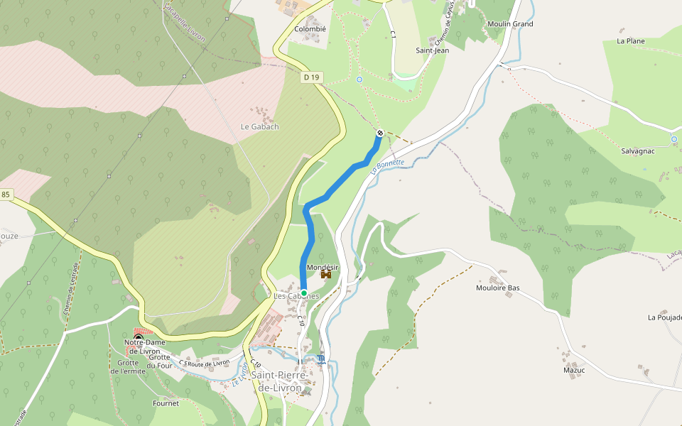 Chemin de Lacapelle walking route map in Caylus