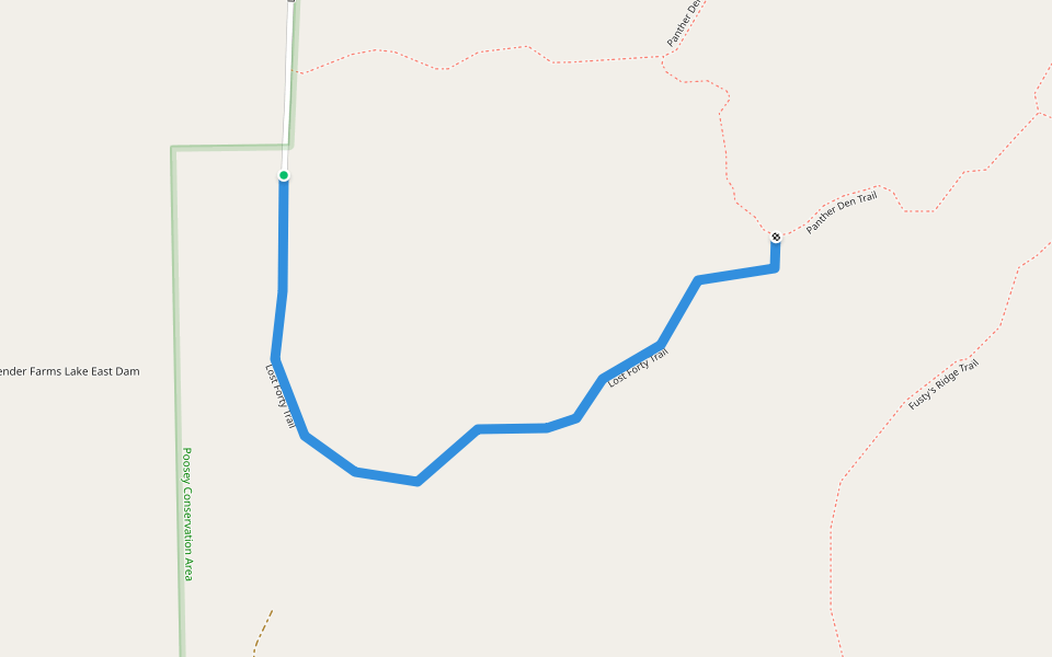 Lost Forty Trail walking route map in Jamesport