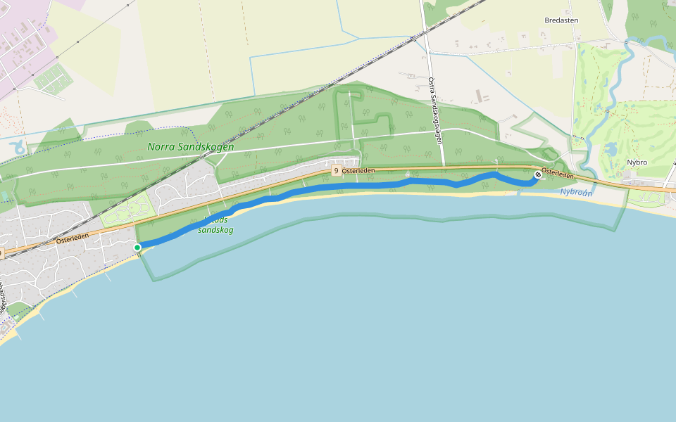 Badstigen walking route map in Ystad