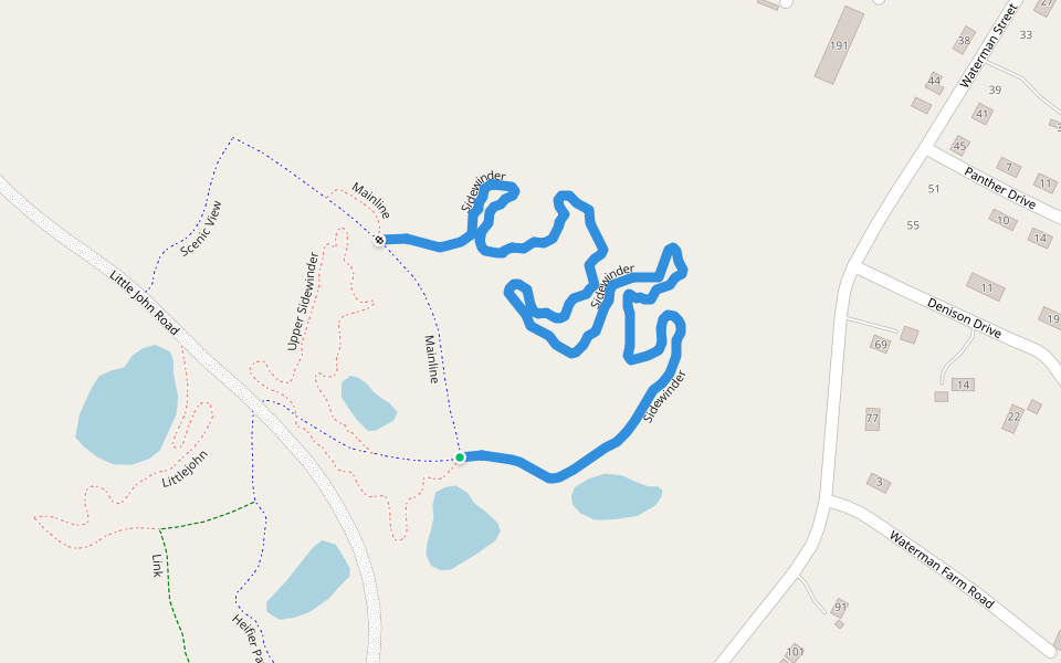 Sidewinder walking route map in Barre Town