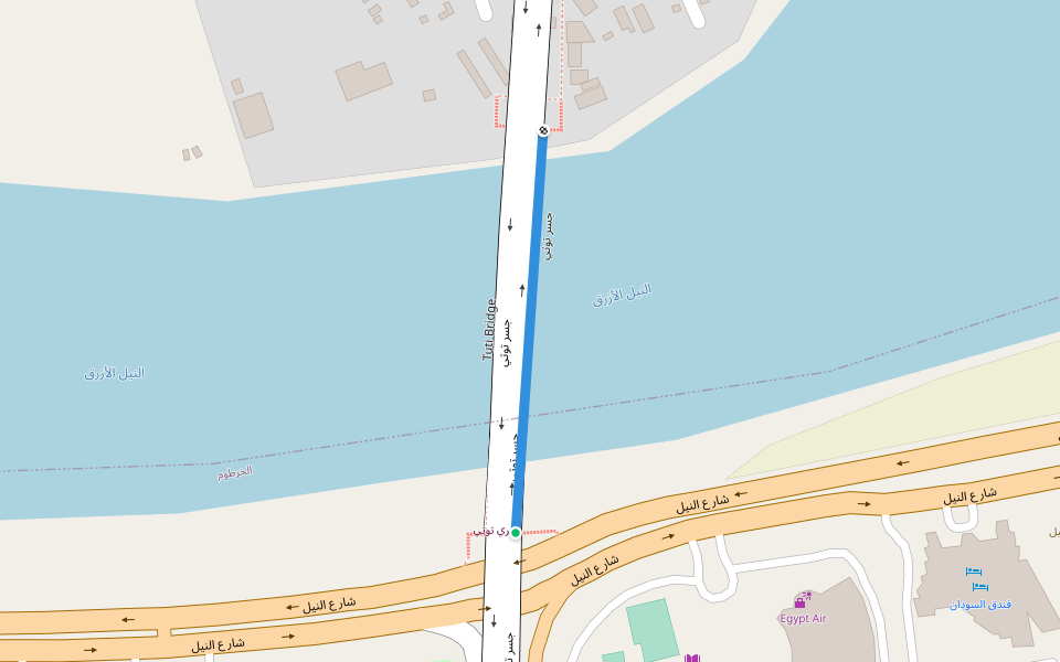 جسر توتي walking route map in Khartoum