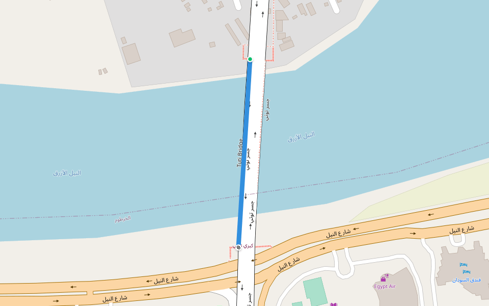 Tuti Bridge walking route map in Khartoum