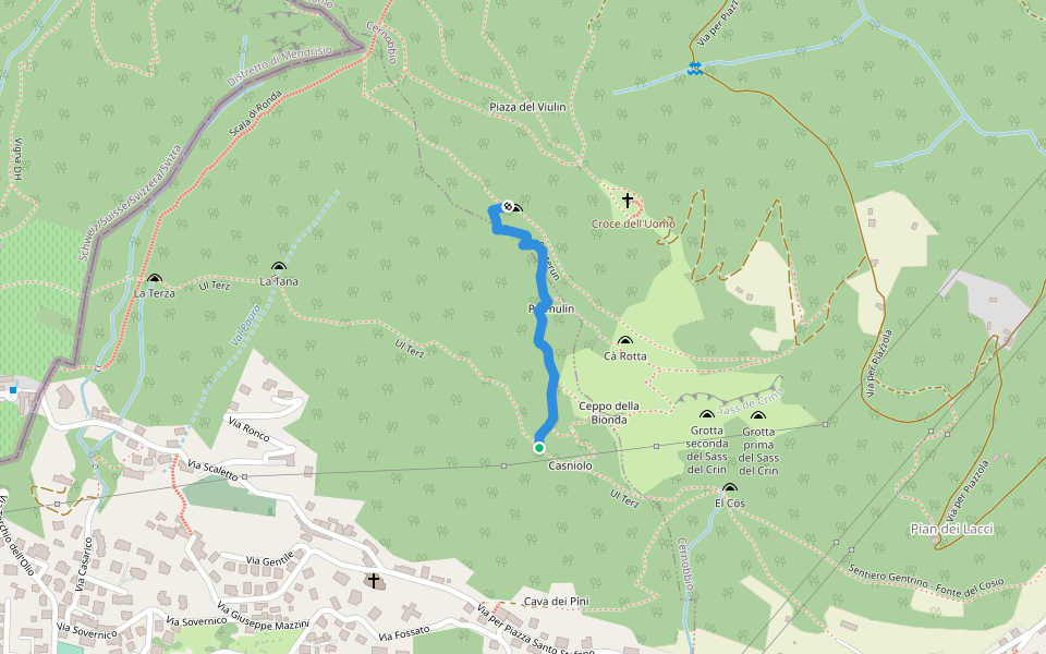 Sentiero di unione tra "Ul terz" e "Senterun" - difficile! walking route map in Maslianico