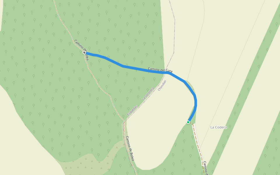Camino del Cura walking route map in Chimillas