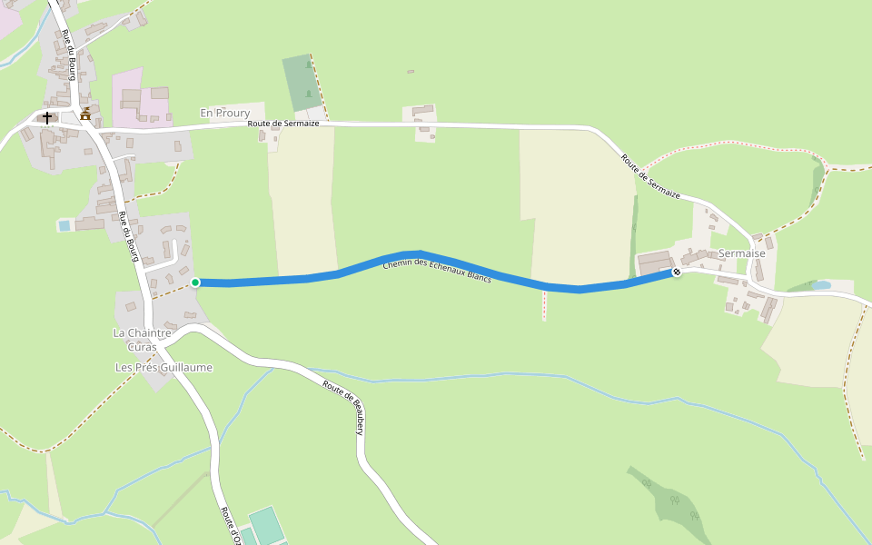 Chemin des Echenaux Blancs walking route map in Vendenesse-lès-Charolles