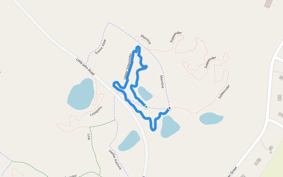 Upper Sidewinder walking route map in Barre Town