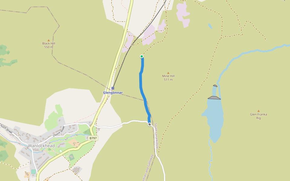 Enterkin Path walking route map in Leadhills
