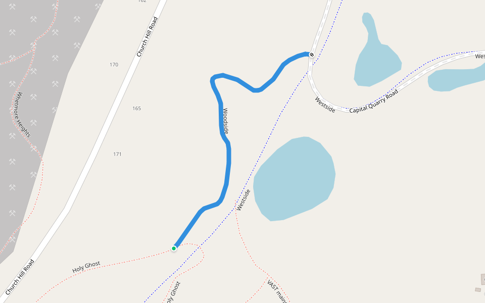 Woodside walking route map in Orange