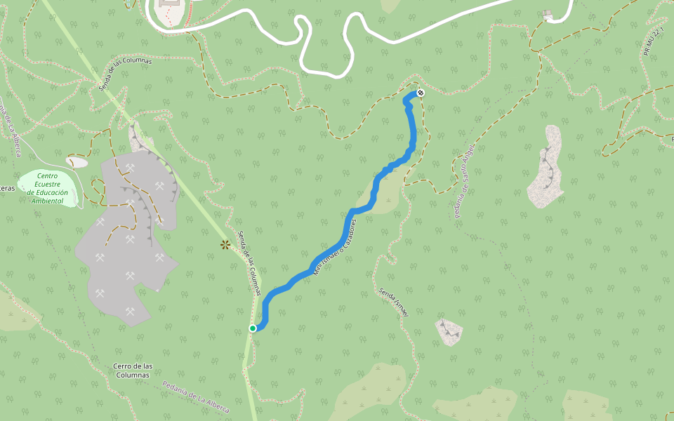 Mini Ismael o Cazadores walking route map in La Alberca