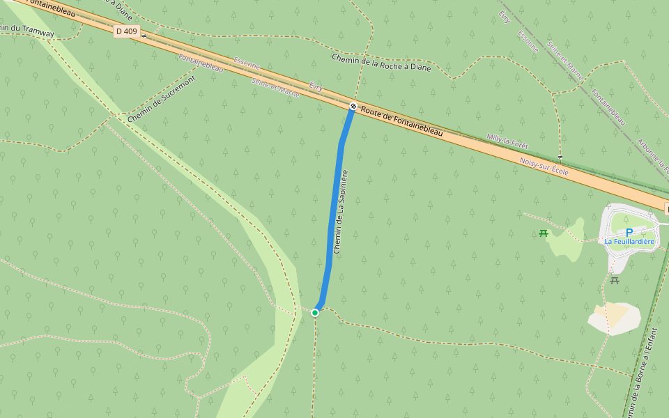 Chemin de La Sapinière walking route map in Noisy-sur-École
