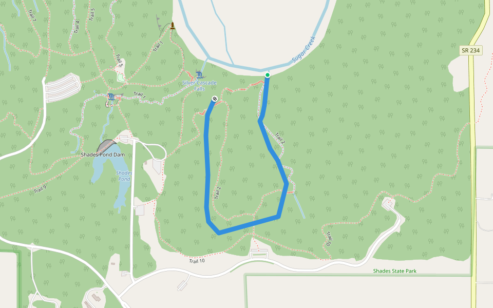 Trail 2 walking route map in Crawfordsville