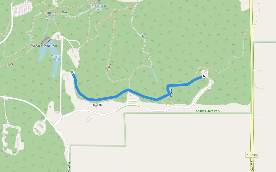 Trail 10 walking route map in Crawfordsville