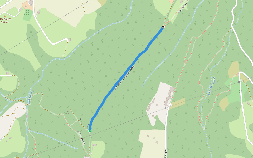 Portuluze - Listorreta bidea walking route map in Errenteria