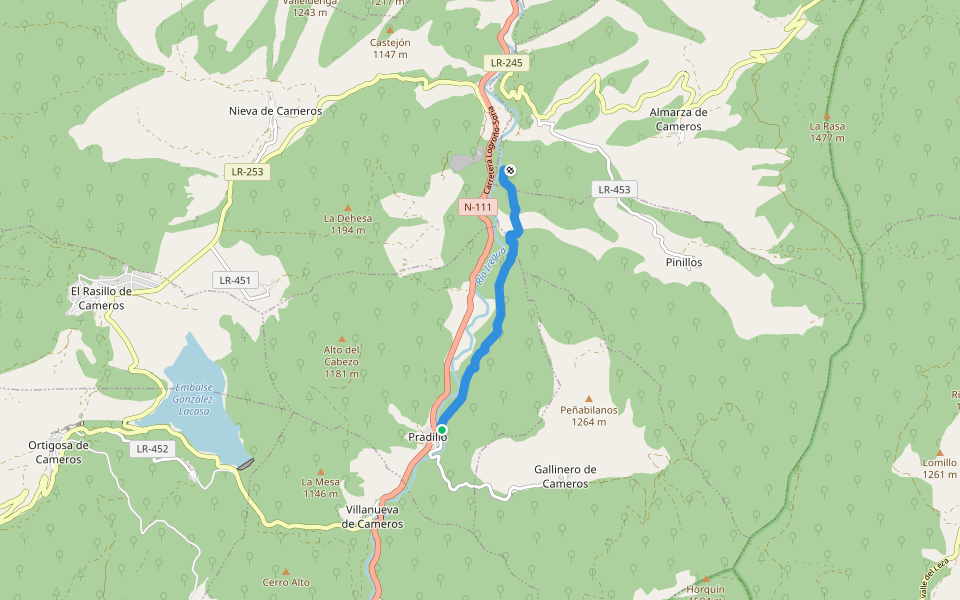 Vía romana del Iregua tramo 2A walking route map in Pradillo