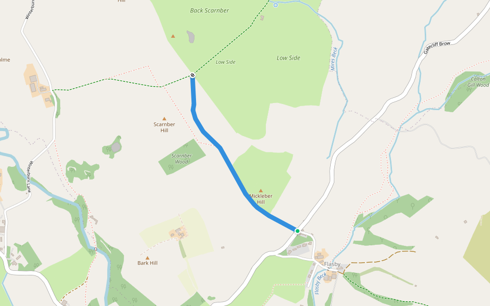 Winterburn Lane walking route map in Flasby